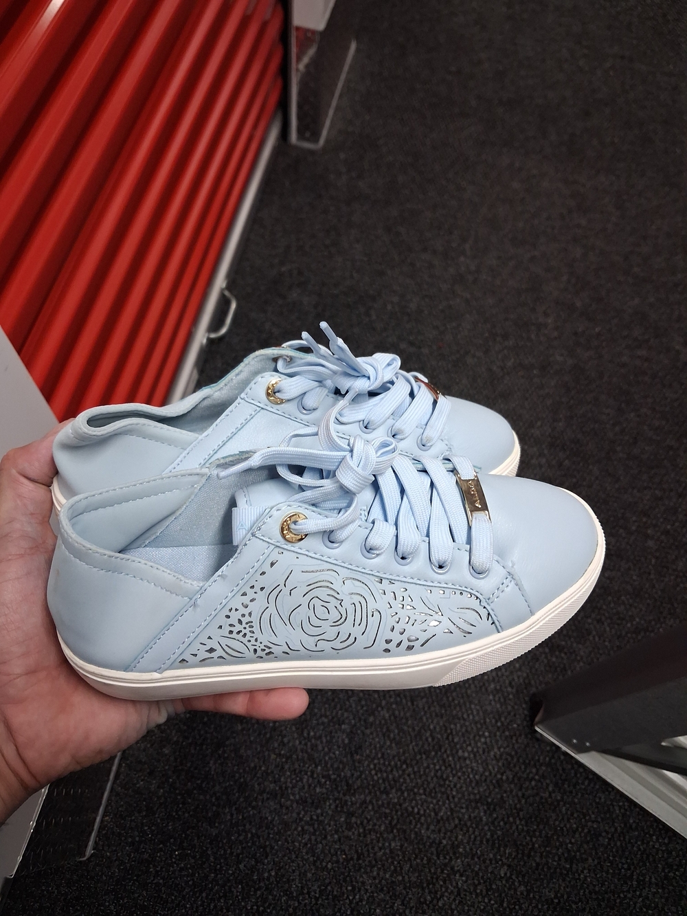 Aldo Women's Pale Blue Floral Laser-Cut Lace-Up Sneakers
